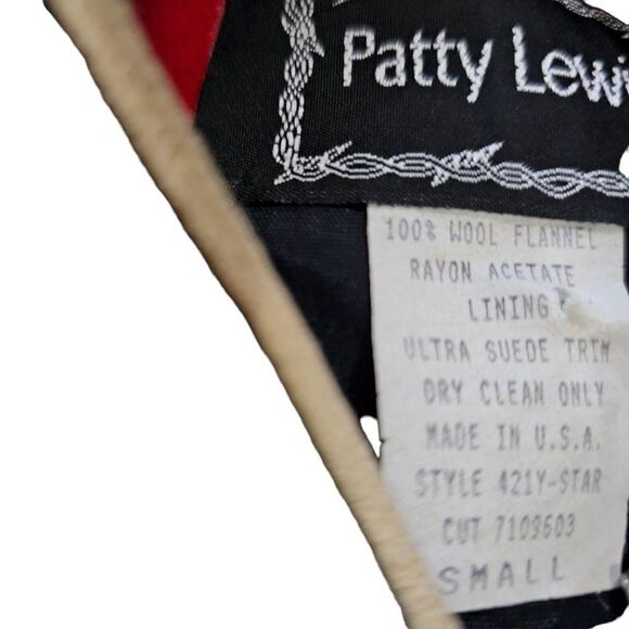 Vintage 80s Patty Lewis Jacket Womens S Red Black Western Wool Stars Rodeo USA - Picture 7 of 11